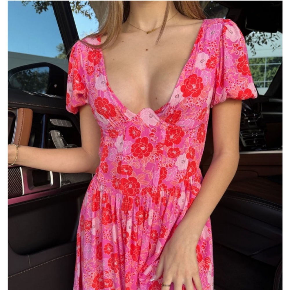 Isabella’s Cabinet Floral Pink Puff Sleeve Dress
